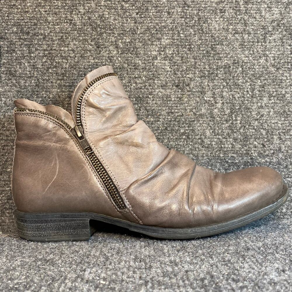 Miz Mooz Ruched Leather Ankle Boots Booties Lucy Graphite Gray Womens 8.5